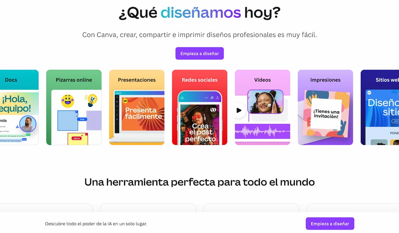 ejemplo landing page canva